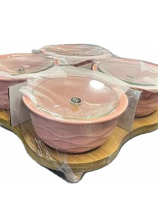 Банки на подставке "marshmallow" stenson yg01134 5пр/наб 22x22x10см pink