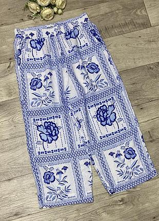 Укороченные льняные брюки, свободные штаны halston, р.l-xl