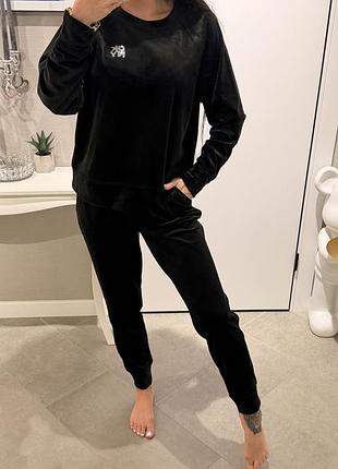 Комплект dkny велюр черный кофта и штаны