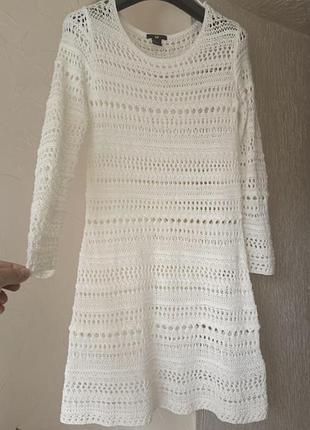 Сукня макраме біла в’язана м на пляж туніка h&m