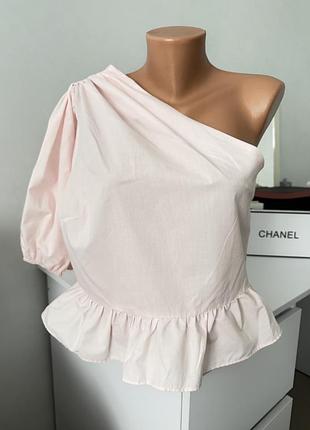Блуза river island ніжно-рожева | асиметричний крій розмір 14