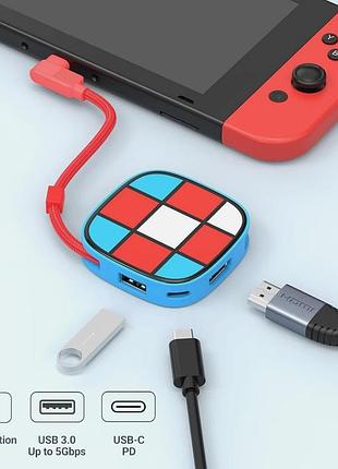 🎮 hdmi адаптер для nintendo switch oled/lite | 4k usb 3.0 type-c pd | портативная док-станция 3