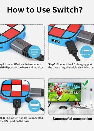 🎮 hdmi адаптер для nintendo switch oled/lite | 4k usb 3.0 type-c pd | портативная док-станция 4