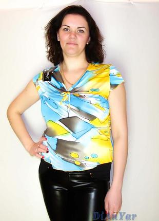Блузка женская батальная natali 2xl, абстракция зеленый