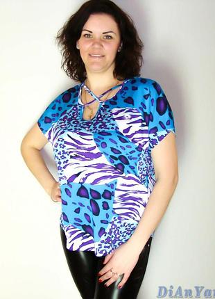 Блузка жіноча батальна natali 2xl, синій