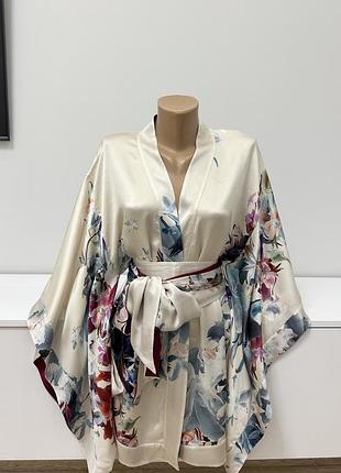 Шовковий кутюрний халат кімоно carine gilson lingerie couture оригінал розмір l