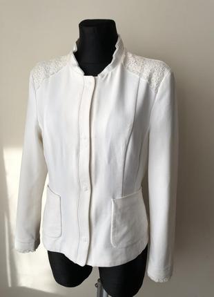 Marccain жакет 48-50 белый молочный хлопок эластан