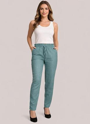 Летние женские брюки р.52 бирюзовые elegance el28