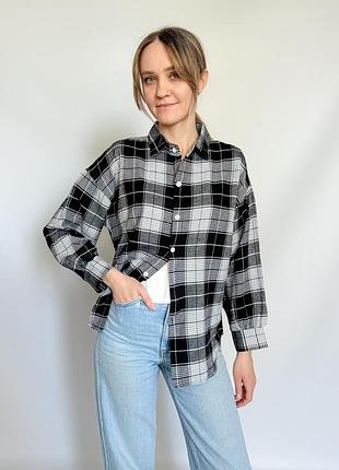Рубашка в клетку женская oversize apmi черный 2xl