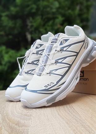 Чоловічі якісні та стильні кросівки salomon xt-6 gtx білі з сірим