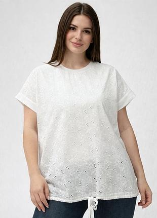 Женская хлопковая блуза прошва м молочная levisha 25046 (полномерная)