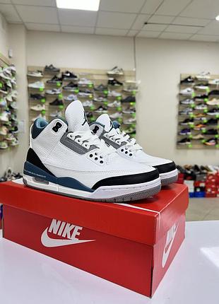 Женские кроссовки nike air jordan 3 retro, натуральная кожа, стильные крутые кроссы