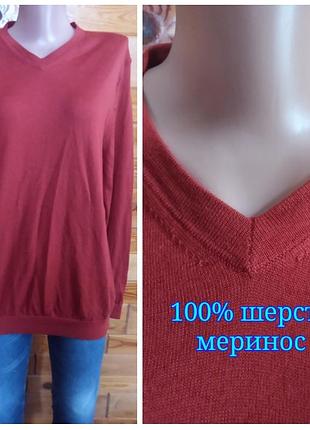 100% merino wool . теплый тонкий свитер джемпер пуловер . шерсть меринос1 фото