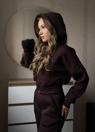 Костюм флисовый «валери/клеш» xs-s 40/42 коричневого цвета