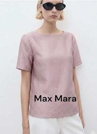 Розкішний жіночий топ max mara родовий сатиновий топ від люксового бренду ніжний літній топ з коротким рукавам