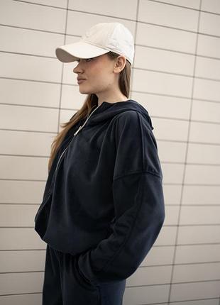 Велюровый костюм palazzo zip синий, l/xl