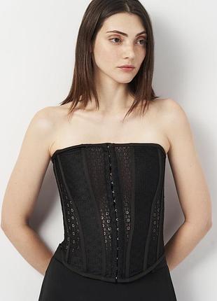 Новий чорний мереживний корсет zara