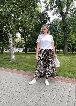 Спідниця атласна зара леопард