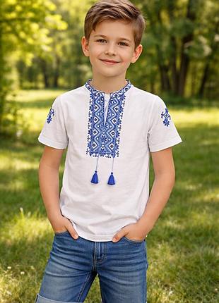 Вишиванка на хлопчика з коротким рукавом 9-10 років зріст 146/152