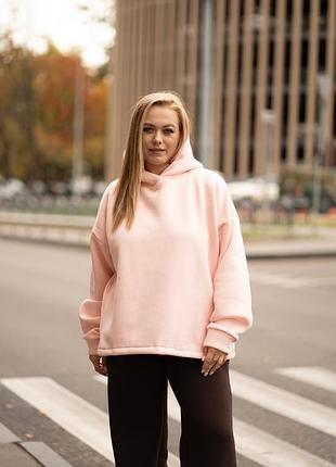Костюм из премиальной трехнитки на флисе «верона/клеш» 2xl-3xl, 50-52 розовый шоколад