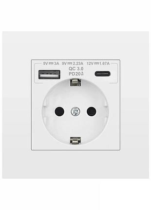 Розетка 220v folem rz1 c usb и type-c, быстрая зарядка 20w, pd 3.0, qc3.0