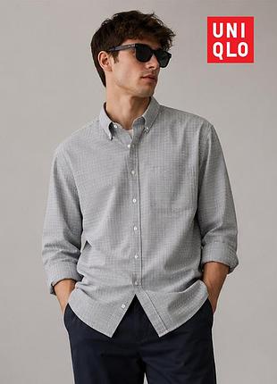 Мужские оригинальная в клетку белая рубашка uniqlo l