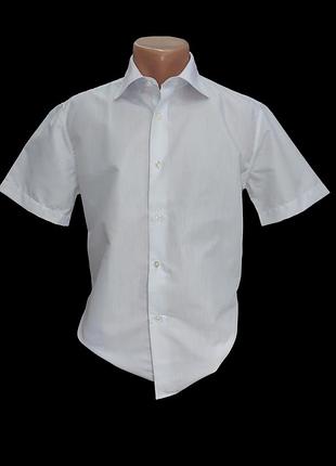 Чоловіча сорочка білого кольору з коротким рукавом slim xl