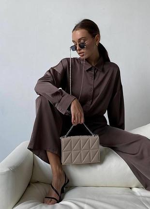 Жіночий шовковий костюм сорочка та штани
