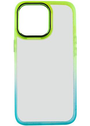 Чехол-накладка tpu, pc fresh sip series для iphone 13 pro, прозрачная задняя часть и цветной бампер turquoise / lemon