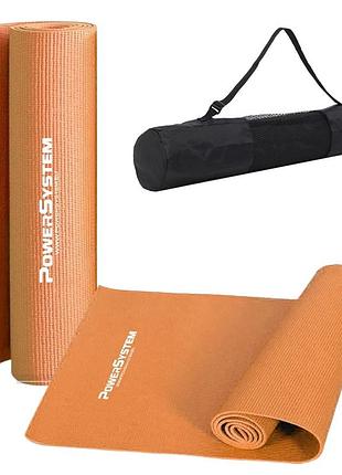 Килимок для йоги та фітнесу power system ps-4014 pvc fitness-yoga mat orange (173x61x0.6)