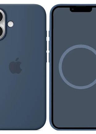 Силиконовый кейс magsafe case для iphone 16 plus с магнитом и анимацией при подключении айфон 16 плюс denim