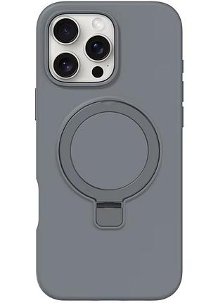 Чохол silicone case full protective with ring apple iphone 16 pro, силіконовий кейс з кільцем айфон 16 про grey