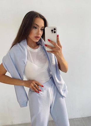 Костюм свободного кроя голубой m-l