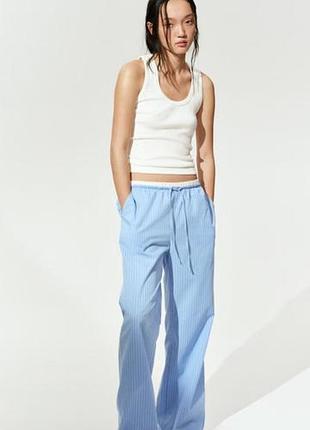 Літні штани брюки в піжамному стилі у смужку від h&m