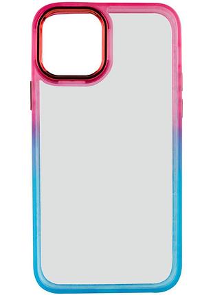 Чехол-накладка tpu, pc fresh sip series для iphone 11 pro max , прозрачная задняя часть и цветной бампер turquoise / pink