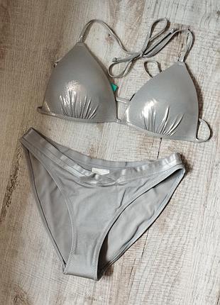 H&m купальник перламутровий срібний