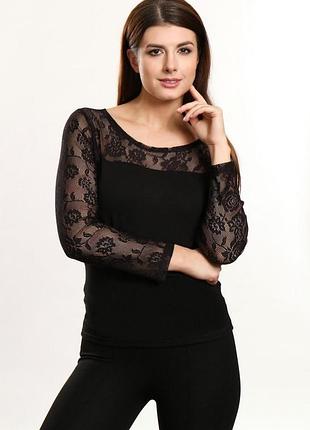 Emma чёрная блузка с ажурным рукавом тмviolana, польша 3xl