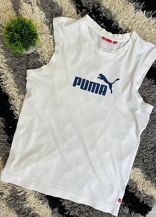 Белая спортивная майка (футболка без рукавов) бренда puma