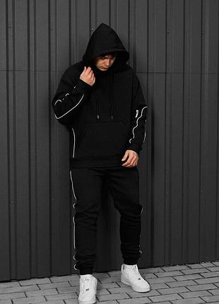 Теплый мужской костюм staff kant black logo oversize fleece