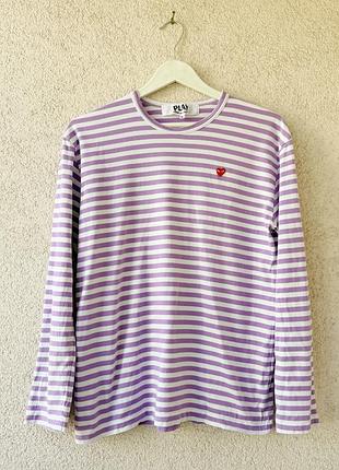 Мужской лонгслив comme des garsons play striped mini logo