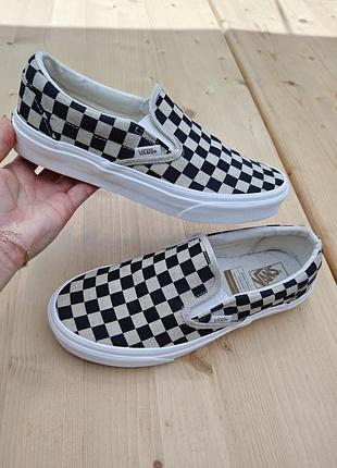 Классические слипоны (кеды) vans classic slip-on в окраскеstarerboard с характерным шахматным узором, 39 размер