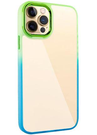Чехол-накладка tpu, pc fresh sip series для iphone 12 pro max, прозрачная задняя часть и цветной бампер turquoise / lemon