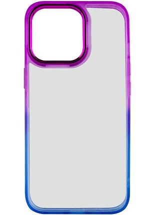 Чехол-накладка tpu, pc fresh sip series для iphone 13 pro, прозрачная задняя часть и цветной бампер blue / purple