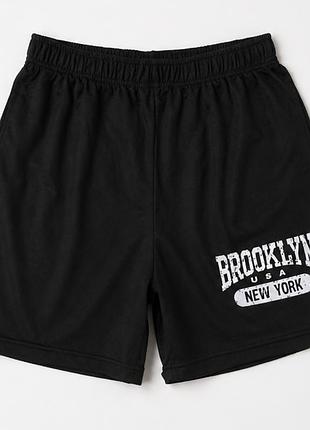 Черные спортивные шорты brooklyn new york, трикотажные шорты на резинке