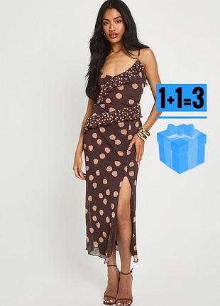 Довга сукня в горошок з рюшами boohoo 10