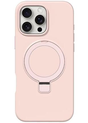 Чохол silicone case full protective with ring apple iphone 16 pro, силіконовий кейс з кільцем айфон 16 про pink
