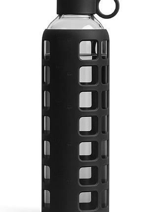 Фляга для води преміумкласу з боросилікатного скла purifyou borosilicate glass water bottle black 946 мл