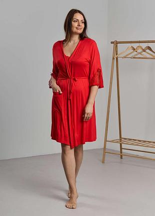 Пеньюар с ночной сорочкой красный, 5xl