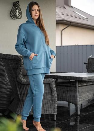 Женский хлопковый костюм с начесом wiktoria 1420 jeans xxl