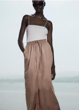 Хлопковый комбинированный сарафан на тонких бретелях zara